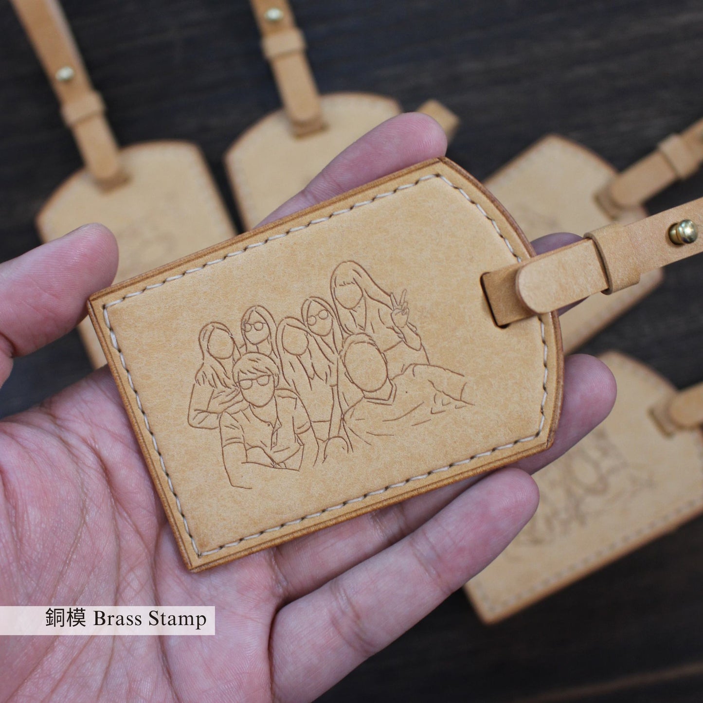 Portrait — copper-die impression on leather