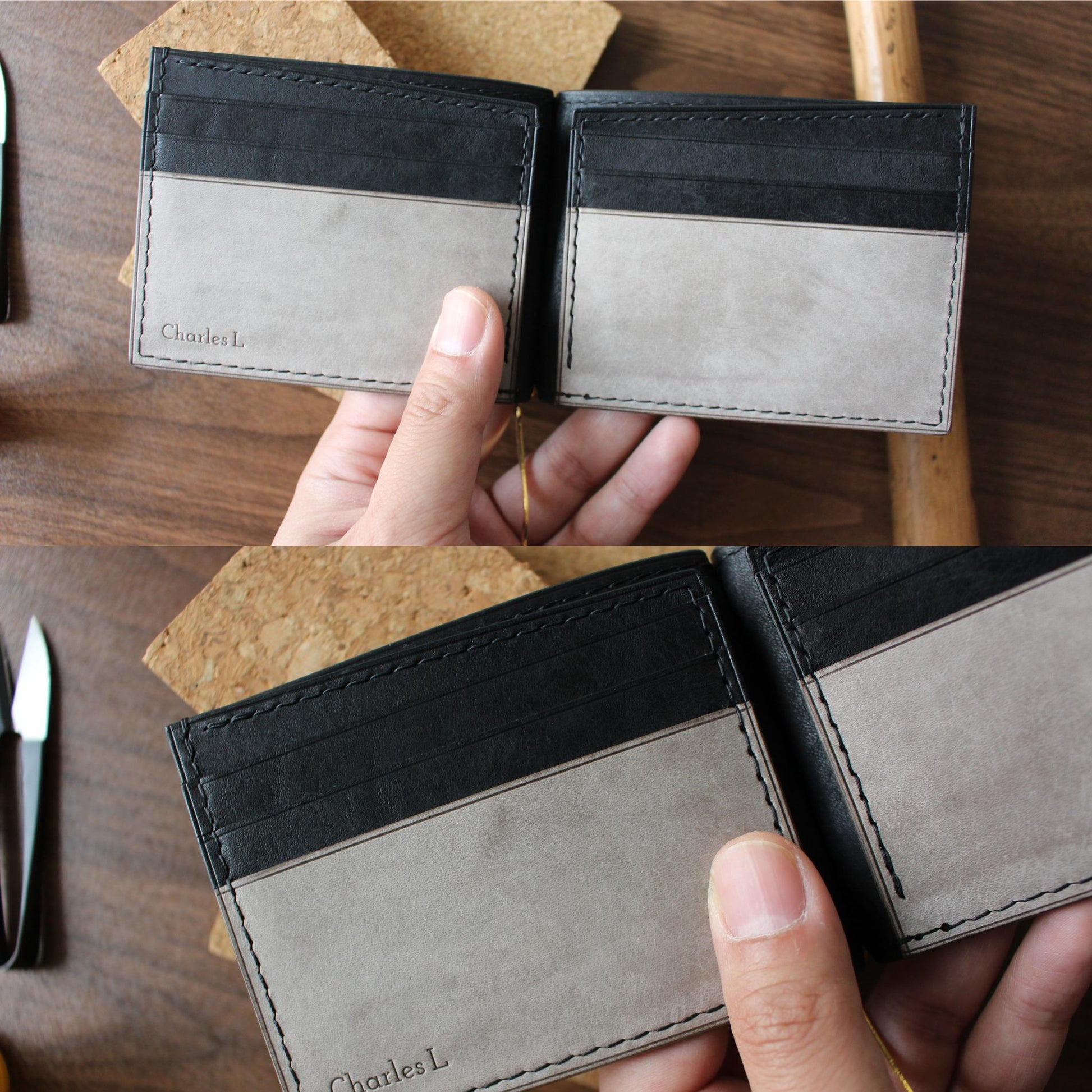 輕薄六卡皮革錢夾內層設計 - Hato Leather