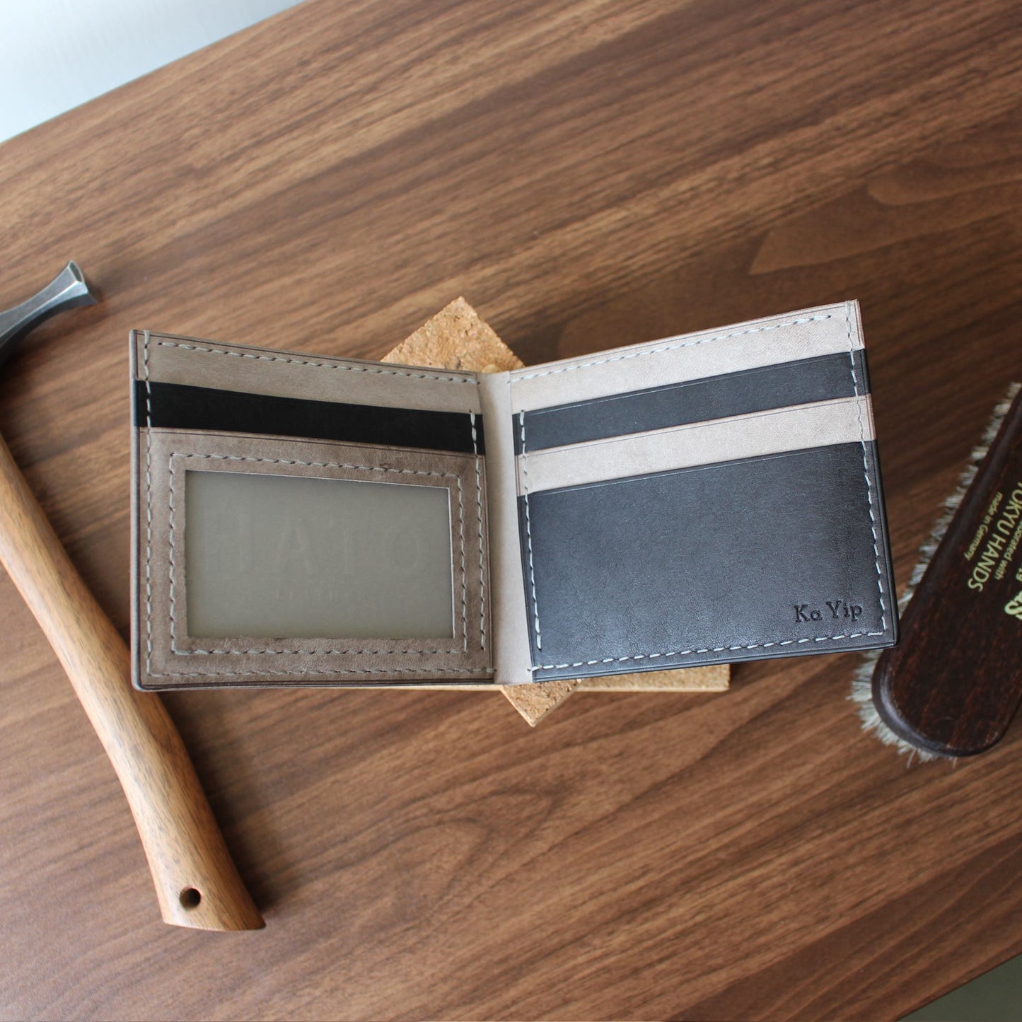 相位銀包展開卡位設計 有相位真皮皮夾 客製化刻字 生日禮物 - HATO Leather