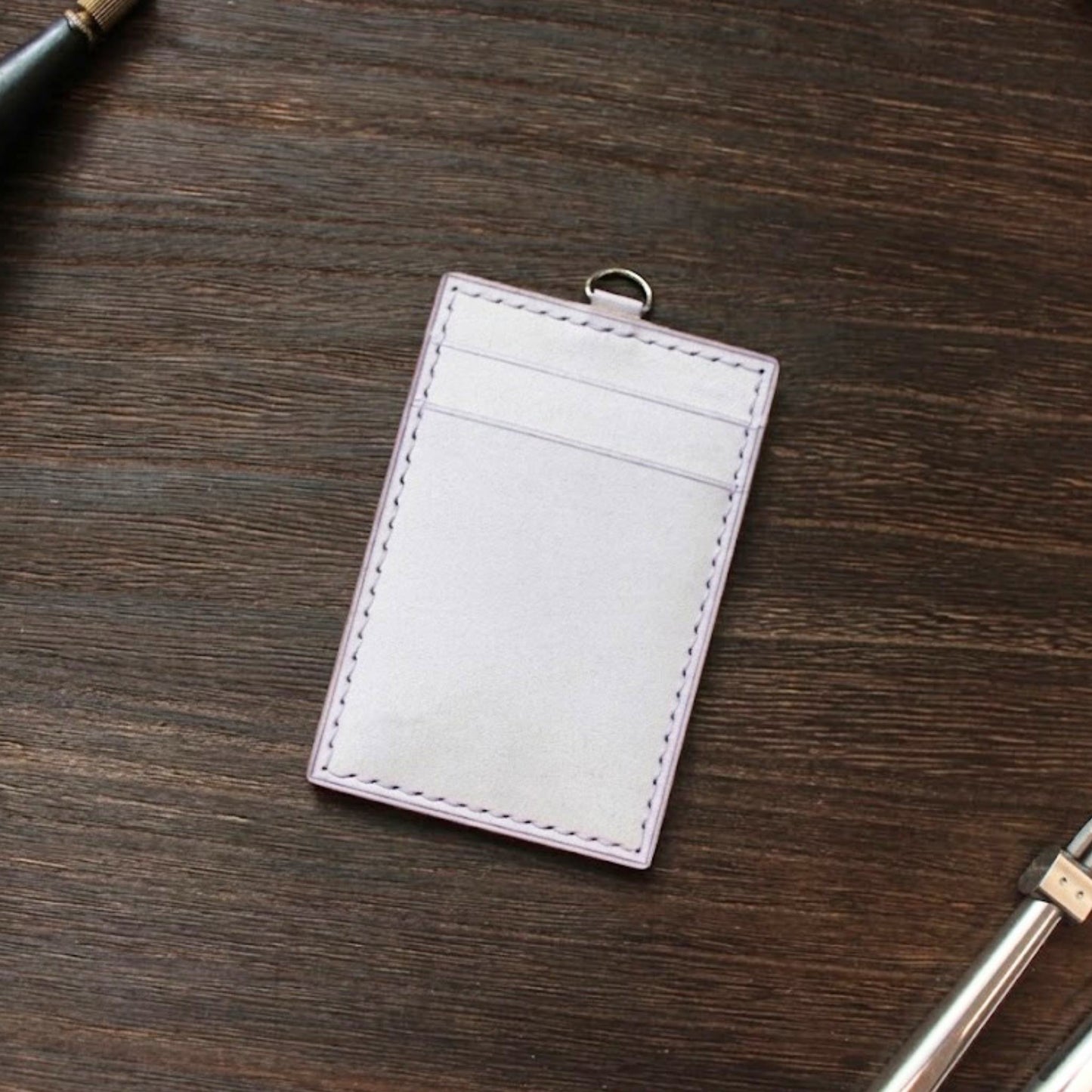 客製化手工皮革二卡證件套 (背面卡位) | 意大利植鞣皮 - HATO Leather